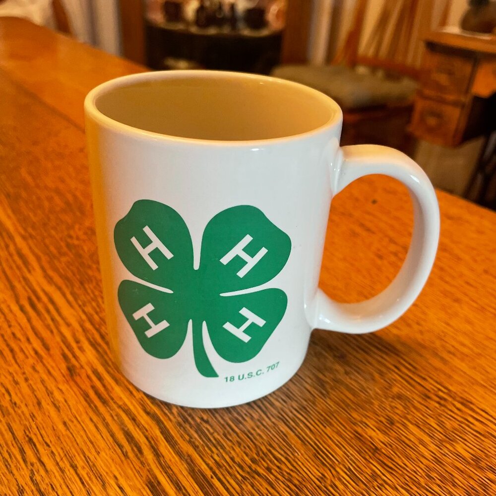 4 H Club White and Green Coffee Cup Mug by Linyi